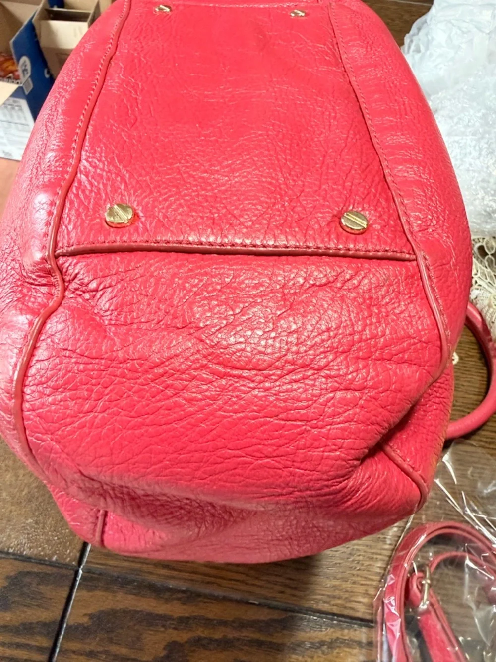 Tory Burch Pink Pebbled Leather Tote with Logo Medallion